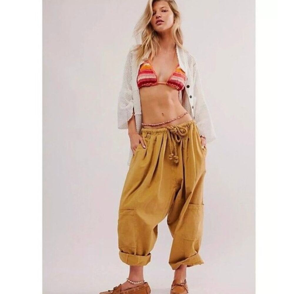 Free People Mustard Drawstring Harem Pants